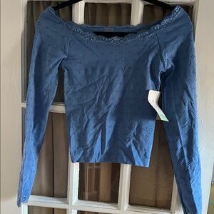 Women's Blue Long Sleeve Top